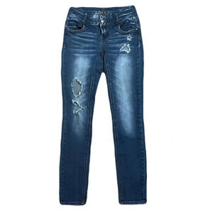 REFUGE DISTRESSED DENIM SKINNY JEANS